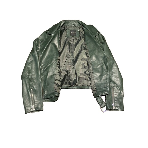 Me Jane Dark Hinter Green Motorcycle Style Jacket Classic Versatile Size L - Picture 3 of 6